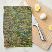 ビンセント・ヴァン・ゴッホ-開花の牧草地 キッチンタオル (四つ折り)