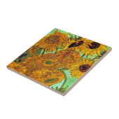 ビンセント・ヴァン・ゴッホ-12のひまわり花瓶 タイル (側面)