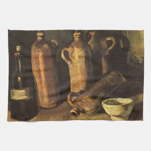 ビンセント・ヴァン・ゴッホ-4石のボトルで静物画 キッチンタオル (横)
