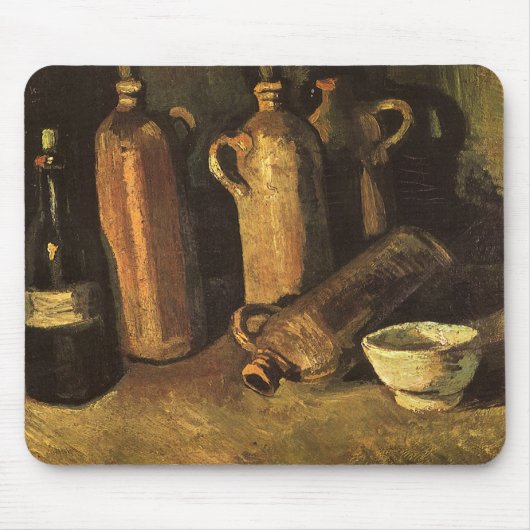 ビンセント・ヴァン・ゴッホ-4石のボトルで静物画 マウスパッド (正面)