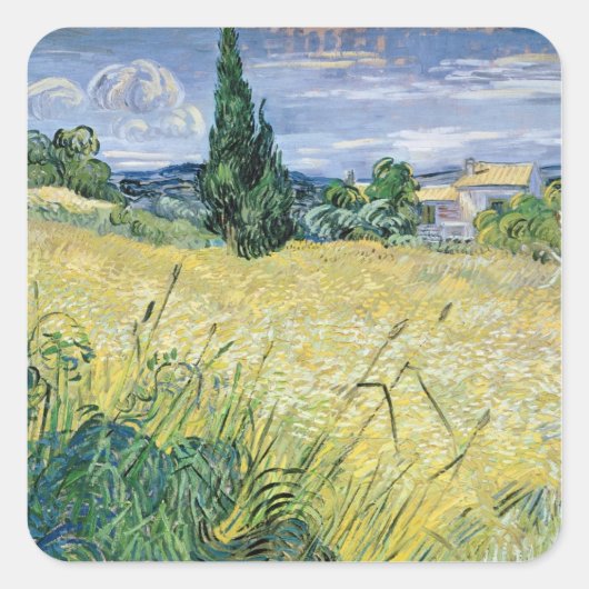 ビンセント・ヴァン・ゴッホ | Landscape with Green Corn, 1889 スクエアシール (正面)