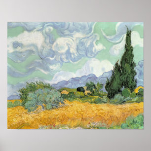 ビンセント・ヴァン・ゴッホ   Wheatfield with Cypress, 1889 ポスター