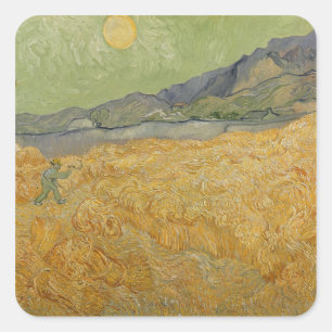 ビンセント·ヴァン·ゴッホ Wheatfield with Reaper, 1889 スクエアシール