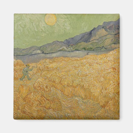 ビンセント・ヴァン・ゴッホ | Wheatfield with Reaper, 1889 マグネット (正面)