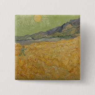 ビンセント·ヴァン·ゴッホ Wheatfield with Reaper, 1889 缶バッジ