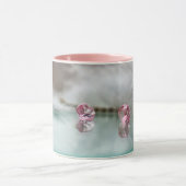 ビンタゲビューティボビーピンジュエリー羽ティール(緑がかった色)ピンク マグカップ (中央)