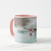 ビンタゲビューティボビーピンジュエリー羽ティール(緑がかった色)ピンク マグカップ (正面左)