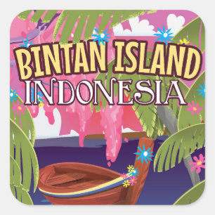 ビンタニ島インドネシア旅行ポスター スクエアシール