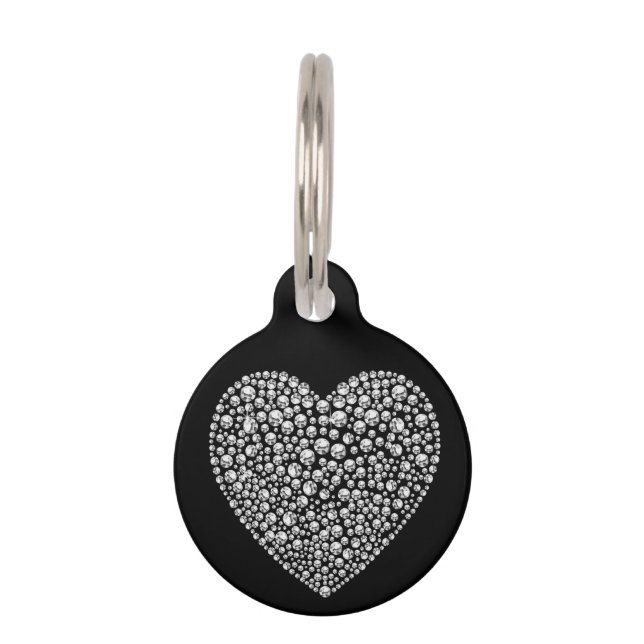 ビンダイヤモンドハートドッグペットID 失った ペット　ネームタグ (正面)