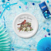 ビンテモダンージクリスマス（鳥）ショウジョウコウカンチョウ ペーパープレート (パーティー)