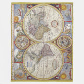 ビンテージなアンティーク調の世界地図 フリースブランケット (正面)