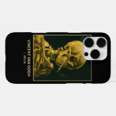 ビンテージなドクロの喫煙 - ユニークなゴッホ風デザイン iPhoneケース (裏面横)