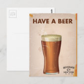 ビンテージなバー ポスター Have A Beer ポストカード (正面/裏面)