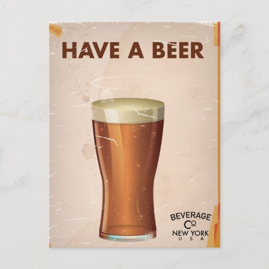 ビンテージなバー ポスター Have A Beer ポストカード (正面)