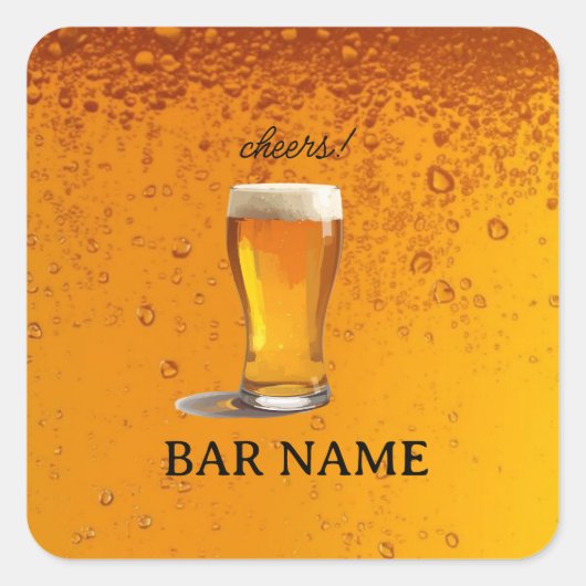 ビンテージなロゴ ビールバー ビジネス ショップ スクエアシール (正面)