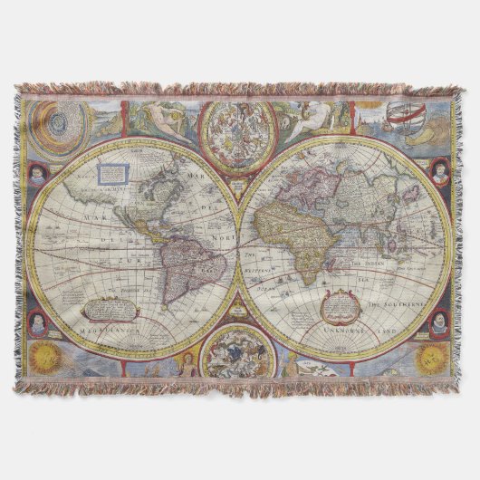 ビンテージな世界地図の古地図 スローブランケット (正面)