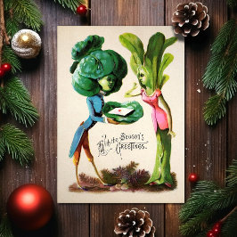 ビンテージな変わった野菜のクリスマスカード シーズンカード
