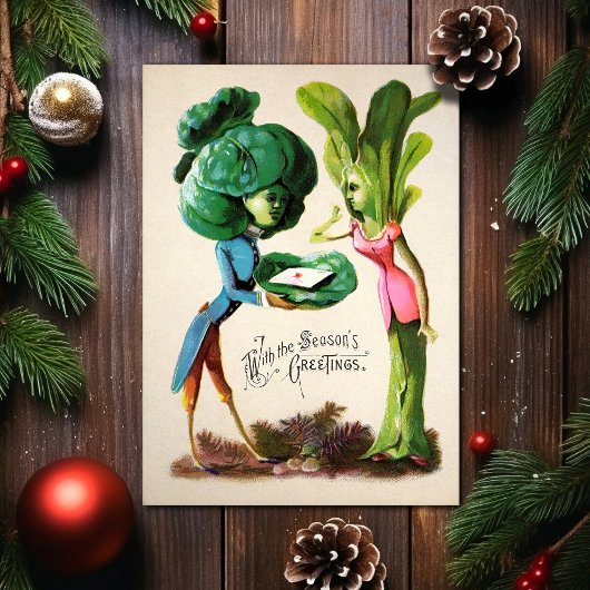 ビンテージな変わった野菜のクリスマスカード シーズンカード