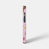 ビンテージな植物画の野の花と蝶の模様 iPhoneケース (左側面)