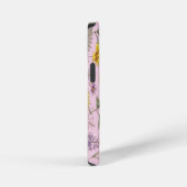 ビンテージな植物画の野の花と蝶の模様 iPhoneケース (右側面)
