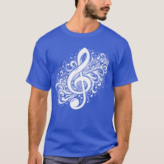ビンテージな楽譜と音部記号が可愛い Tシャツ (正面)