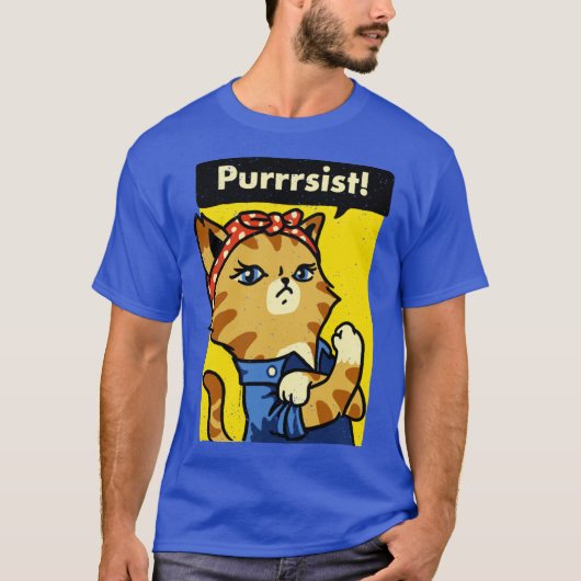 ビンテージな男の子にゃんこ Tシャツ (正面)