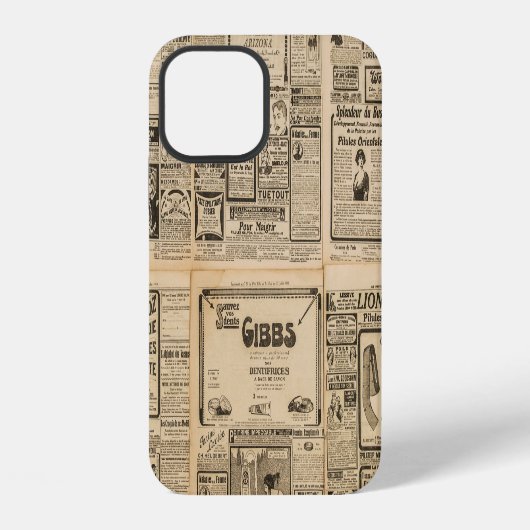 ビンテージな紙の背景: 古新聞 iPhoneケース (裏面)