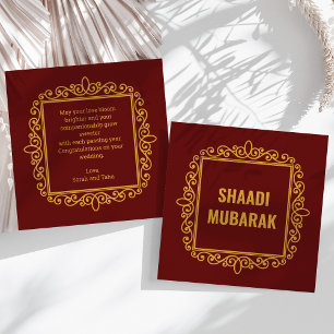 ビンテージな装飾のワインレッドのShaadi Mubarakカード