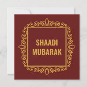 ビンテージな装飾のワインレッドのShaadi Mubarakカード (正面)