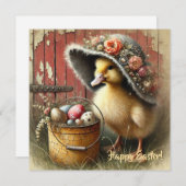 ビンテージな農家のイースターグリーティングカード（ウサギではなくて、かも） シーズンカード (正面/裏面)