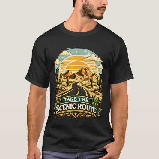 ビンテージな雰囲気の砂漠の風景 Tシャツ (正面)