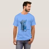 ビンテージな青い猫2匹 Tシャツ (正面フル)