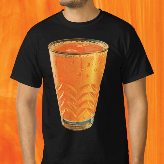 ビンテージな飲み物、オレンジジュースの朝食グラス Tシャツ