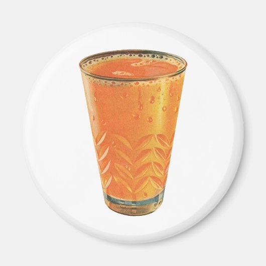 ビンテージな飲み物、オレンジジュースの朝食 マグネット (正面)