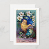 ビンテージのイースターイラスト - ヒヨコ 招待状 (正面/裏面)