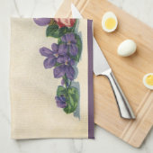 ビンテージのイースターバニーとイースターエッグのバスケット キッチンタオル (四つ折り)