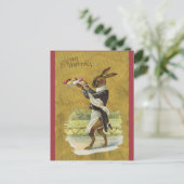 ビンテージのイースターバニー卵のサービング ポストカード (スタンド正面)