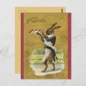 ビンテージのイースターバニー卵のサービング ポストカード (正面/裏面)