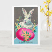 ビンテージのイースターバニー卵の花 カード (黄色い花)