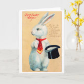ビンテージのイースターバニー カード (黄色い花)