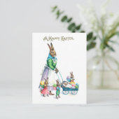 ビンテージのイースターバニー ファミリー ポストカード (スタンド正面)