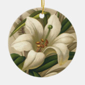 ビンテージのイースターリリー、ヴィクトリア時代の花が咲き誇る セラミックオーナメント (正面)