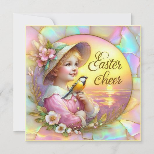 ビンテージのイースター ～ イースターの喜び ～ スイートガール ～ シーズンカード (正面)