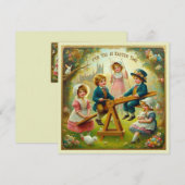 ビンテージのイースター ～イースターの季節にあなたへ～ 子どもたち～ シーズンカード (正面/裏面)