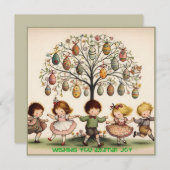 ビンテージのイースター ～ イースターの季節にあなたへ ～ 子どもたち シーズンカード (正面/裏面)