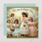 ビンテージのイースター ~ イースターの季節にあなたへ ~ 子どもたち シーズンカード (正面/裏面)