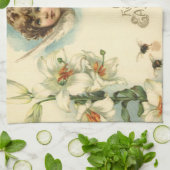 ビンテージのイースター、ビクトリア時代のリリーの花と天使 キッチンタオル (折り畳み)