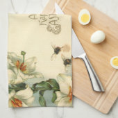 ビンテージのイースター、ビクトリア時代のリリーの花と天使 キッチンタオル (四つ折り)