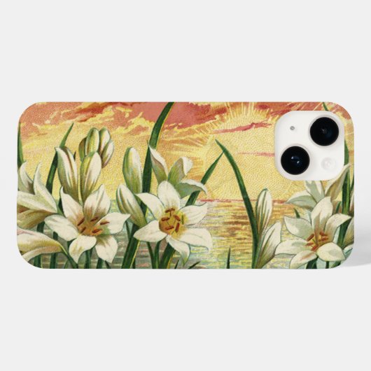 ビンテージのイースター リリーの日の出とビクトリア朝の天使たち Case-Mate iPhoneケース (裏面 (横))