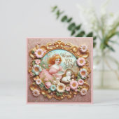 ビンテージのイースター ～ 喜びを願って ～ かわいい少女 ～ シーズンカード (スタンド正面)